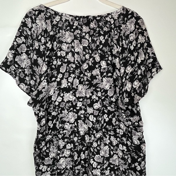 Lucky Brand Dress XL Black Floral Print Maxi Viscose Partial Lining Surplice - Picture 7 of 16